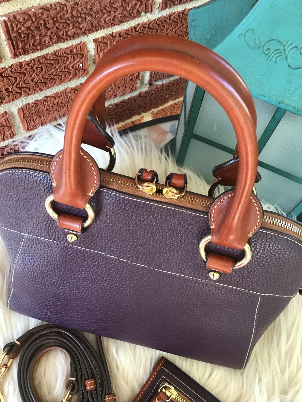 Dooney SET Cameron Satchel & Wallet Plum Wine - Picture 6 of 16